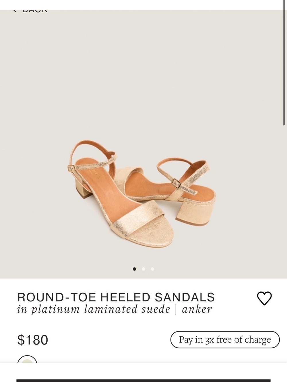 Jonak Round-Toe Heeled Sandals (platinum laminated suede)